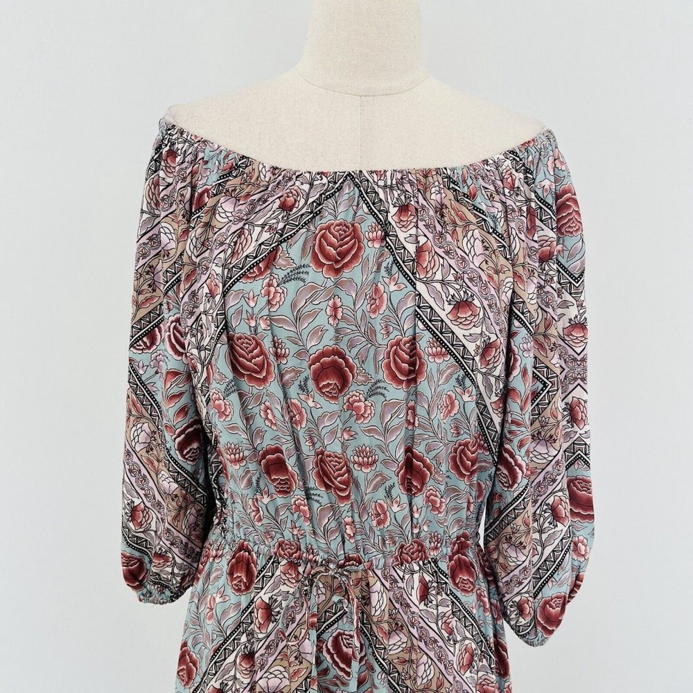 Tigerlily Maxi Dress Floral Rose Print Off the Shoulder Long Sleeve Size 8 - Picture 2 of 7